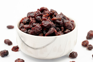 Dried blueberry on a white background. Healthy and fresh.nuts. Close-up.