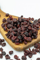 Dried blueberry on a white background. Healthy and fresh.nuts. Close-up.