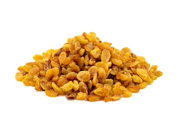 Dried raisins on a white background. Healthy and fresh.nuts. Close-up.