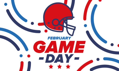 Fototapeta premium Game Day. American football playoff. Super Bowl Party in United States. Final game of regular season. Professional team championship. Ball for american football. Sport poster. Vector illustration