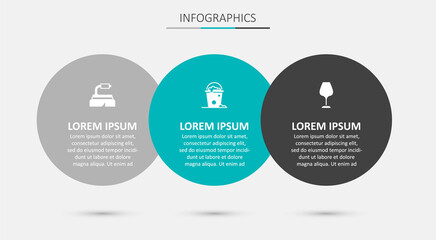 Set Bucket with foam and bubbles, Brush for cleaning and Wine glass. Business infographic template. Vector