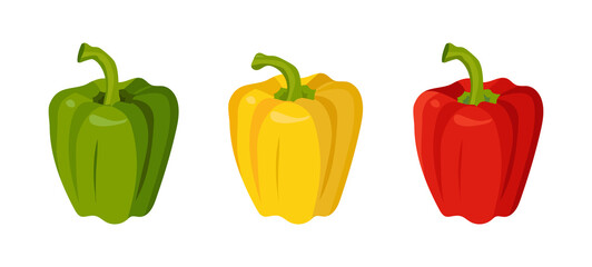 Three paprika, peppers -traffic light. Vector