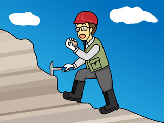 地質調査をする男性