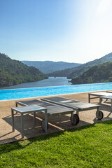 Fototapeta na wymiar Infinity pool with view to the Douro River in Portugal