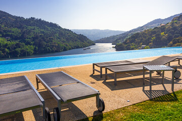 Infinity pool with view to the Douro River in Portugal