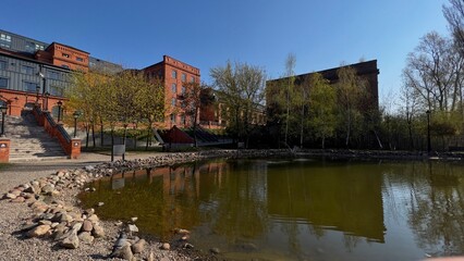 ARCHITEKTURA ZREWITALIZOWANYCH BUDYNKÓW.  KSIĘŻY MŁYN, MIASTO ŁÓDŹ, POLSKA. © michalsen