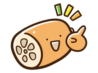 人差し指を立てて説明するかわいいレンコンの手書き風イラスト