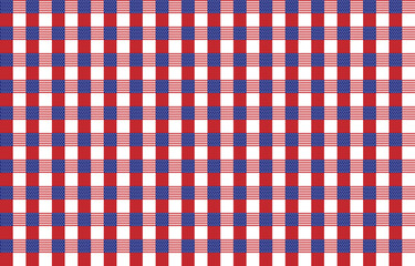 American flag Seamless colorful tartan check plaid pattern. Checkered fabric texture background