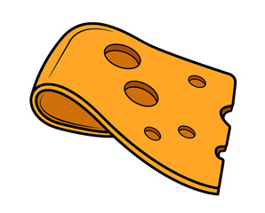 Piece of yellow cheese in isolate on white background Vector illustration.