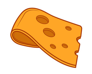 Piece of yellow cheese in isolate on white background Vector illustration.