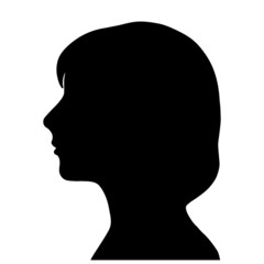 Woman head silhouette. Femake face profile