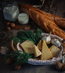 still life with bread and cheese