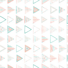 Fun and colorful seamless pattern with hand drawn triangles, great for wrapping, textiles, banners, wallpapers - vector surface design