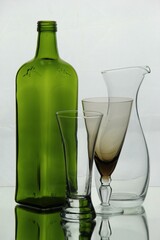 bottle and glass still life