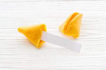 Chinese fortune cookies with empty blank. Good luck and asian New Year background