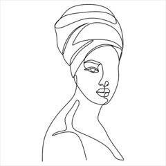 Surreal Faces Continuous line, drawing of set faces and hairstyle, fashion concept, woman beauty minimalist, vector illustration pretty sexy. Contemporary portrait
