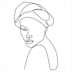 Surreal Faces Continuous line, drawing of set faces and hairstyle, fashion concept, woman beauty minimalist, vector illustration pretty sexy. Contemporary portrait
