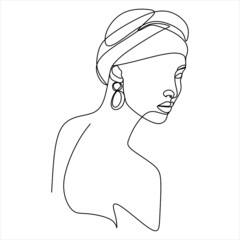 Surreal Faces Continuous line, drawing of set faces and hairstyle, fashion concept, woman beauty minimalist, vector illustration pretty sexy. Contemporary portrait
