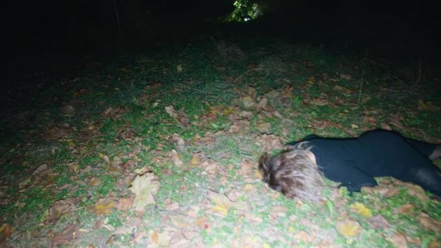 cinematic shot, the awakening of a creepy zombie woman, runs out of the dark and attacks. horror. halloween. real evil.