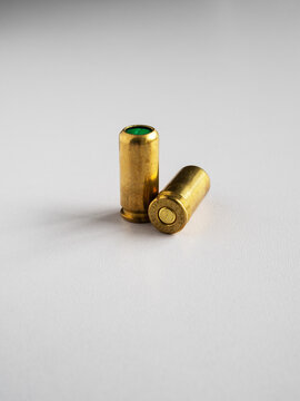 Blank cartridges 9mm on white background