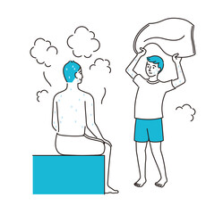 アウフグース タオルを振りかぶる