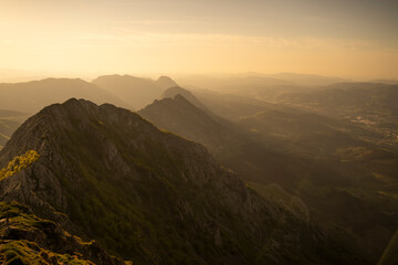 sunset in the basque mountains, basque country, spain