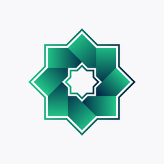 Islamic Logo Octagon Green with gradient effect