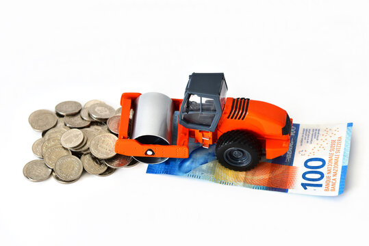  Road roller with swiss money
