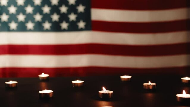 American flag with mourning matches