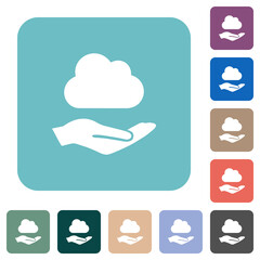 Cloud services rounded square flat icons