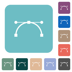 Vector curve and edit points rounded square flat icons