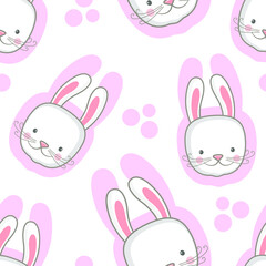 Animals, pattern. Funny little bunny. Vector drawing, background, design.
