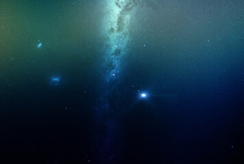 Obraz na płótnie Canvas Aurora Borealis on starry sky northern nature nebula cosmic starry background