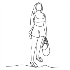 Continuous line, drawing of set faces and hair style, fashion concept, woman beauty minimalist, vector illustration of colorful abstract background