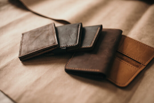 handmade craft leather wallet production