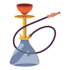 Hookah with glass flask vector cartoon illustration isolated on a white background.