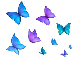 綺麗な蝶の水彩背景素材