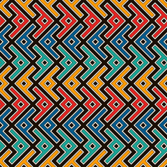 Ethnic, tribal seamless surface pattern. Repeated symbols background. Ancient folk ornament. Geometric figures motif. Geo abstract wallpaper. Digital paper, textile print. Vector art / illustration