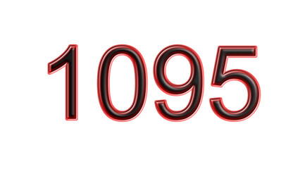 red 1095 number 3d effect white background