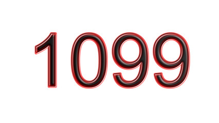 red 1099 number 3d effect white background