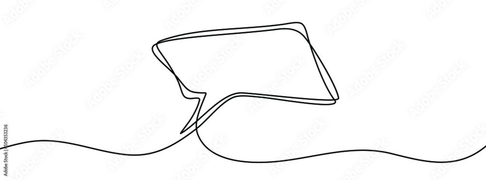 Poster continuous line drawing of speech bubble. one line drawing background. vector illustration. linear d