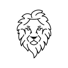 Fototapeta premium Lion icon outline symbol. Lion logo. Tattoo drawing muzzle of a lion