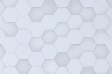 Abstract white hexagon wall background design. Clean and modern 3d rendering visualization