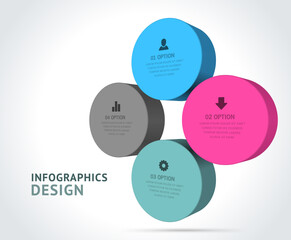 Bright isometric circle chips marketing analyzing infographics scheme realistic template vector illustration. Colored information module diagram business workflow management strategy plan isolated