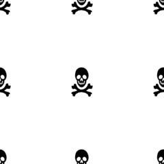 Black skeletons in various poses pattern. Halloween design. Perfect for fall, holidays, fabric, textile. Seamless repeat swatch.