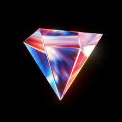 3d rendered abstract glass pyramid with detailed reflection and dispersion.
