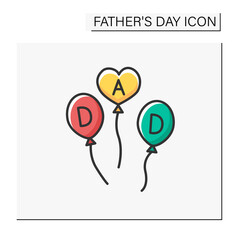 Decoration color icon. Nice balloons for a party. Fatherhood. Father day concept. Isolated vector illustration
