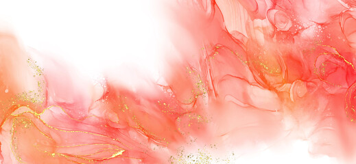 Vector coral banner. Hand drawn abstract paint brush stroke.