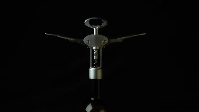 Wine Bottle Corkscrew In Stop Motion Without Hands