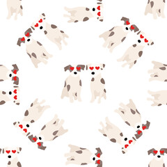 Cute dogs Jack Russell Terrier. Fanny animals . Vector hand drawn seamless pattern. Perfect for baby, kids apparel, print design, textile. White background.